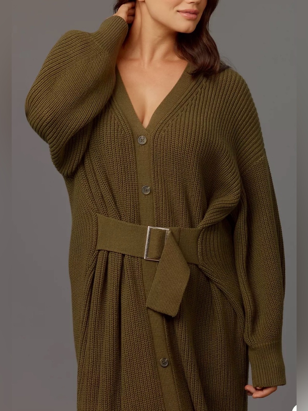 Anthropologie Long-Sleeve Belted
Cardigan Sweater Midi Dress - Picture 4 of 16